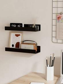 Acrylic Floating Shelves - 2 Packs Organizer Wall Rack For Bathroom, Bedroom Or Kitchen - Easily Installs With Adhesive (No Drilling Required) Or Screws (Drilling Required) - Modern Shelving - Multicolor - View 3