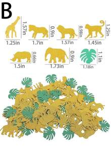 200 tờ giấy vụn hình động vật hoang dã rừng rậm các loại, giấy trang trí để bàn nhiều màu, giấy vụn hình động vật nhiều màu lấp lánh vàng dùng để trang trí bàn tiệc, đồ dùng tiệc tùng, lễ rửa tội, tiệc chào đón em bé, sinh nhật, tiệc ngày lễ, chất liệu giấy - Nhiều màu - Xem 7