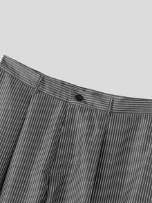 INCERUN Mens High Waist Zipper Striped Casual Loose Wide Leg Trousers Long Harem Pants Bottoms - 黑色 - 查看 7