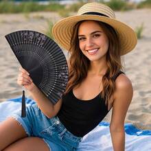 8.66 Inch Mini Paper Folding Hand Fans With Chinese Style Prints - Women Foldable Hand Fans For Home, Kitchen, Weddings, Parties & DIY Decor - mặc định - Xem 5