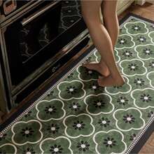 بساط أرضية مطبخ بنقوش زهرية، بطانية مضادة للزيت والانزلاق والسقوط، طول قابل للتخصيص