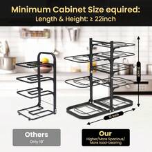 Heavy Duty Pots And Pans Organizer Under Cabinet: 8Tier Adjustable Pot And Pan Organizer Space Saving Pan Organizers Inside Cabinet 21" Kitchen Storage Pot Rack Organizer For Cast Iron Pangift - 21"H - View 2