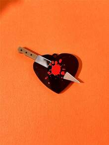 5/10 件万圣节亚克力工艺品 DIY 配件，有趣个性化风格恐怖尖叫骷髅、乌鸦、心形、棺材、刀形耳环、项链吊坠、悬挂装饰 - 黑色 - 查看 7