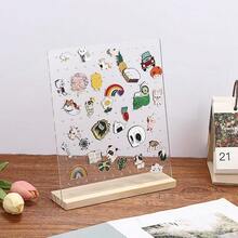 QY Pin Display Organizer Acrylic Pin Collection Holder 132 Holes Enamel Pins Display Frame Stand With Wooden Base Pin Gift Multipurpose Earring Display Holder Board 2601 - Clear - View 2