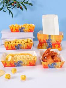 10/24pcs Blue Flame Dragon Food Boxes, Fries Boxes, Popcorn Boxes, Popcorn Boxes, Birthday Party Decor And Movie Night Snack Boxes, Suitable For Lunch Box, Bakery Bread, Burger Restaurant - Multicolor - View 3