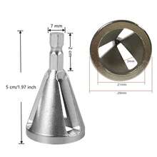 Broca desbarbadora y biseladora de acero inoxidable de 1 pieza de 22 mm, adecuada para todo tipo de taladros eléctricos de mandril, para eliminar rebabas en acero inoxidable, acero endurecido, acero dulce, cobre, latón, aluminio, fibra de vidrio y plástico. - Plateado - Ver 2