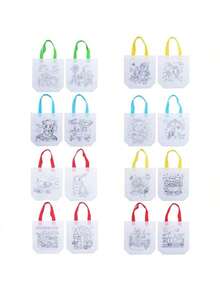 12/6 件随机无纺布礼品袋，带永久性记号笔 - 可重复使用的艺术派对礼品袋，迷你无纺布手提袋，用于礼品和存储，礼品包装存储 - 彩色 - 查看 11