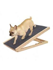 Thang leo trèo cho thú cưng bằng gỗ nguyên khối có thể điều chỉnh, thang dốc cho chó, thang sofa chống trượt cho thú cưng cỡ M - Xám - Xem 3