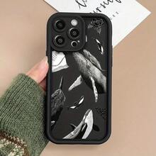 Funda de Teléfono con Patrón de Ballena Oceánica de Moda, Protección Completa del Cuerpo, Cubierta de TPU Antigolpes, Color: Negro, Compatible con Apple Series 16/15/14/13/12/XS/X//8/Plus/Pro/y  A05/A15/A25/A35/A53/A54/A55/S23/S24/S25, Unisex - Colores mixtos - Ver 4