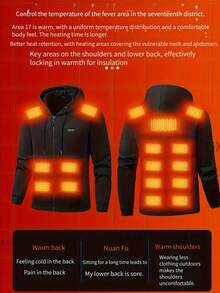 Novo moletom elétrico com aquecimento de 17 zonas e controle duplo inteligente, cardigan, moletom com capuz, casual, quente, temperatura constante, jaquetas masculinas e femininas, esportes ao ar livre, escalada e outros equipamentos, seguranças ao ar livre e outros trabalhos, inverno, moletons com aquecimento resistente ao frio, data de Natal, ano novo, vestível, porta USB, controle de temperatura de três velocidades, ajustável à vontade (exceto banco de energia)