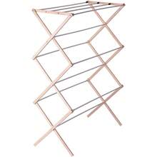Household Essentials Clothes Drying Rack, Stabile Wood Frame With Slanted Feet, Smooth Vinyl Wrapped Rods, 23.8 Feet Of Hanging Space, Ready To Assemble, Flat Top, Natural - Natural/White Birch - View 1
