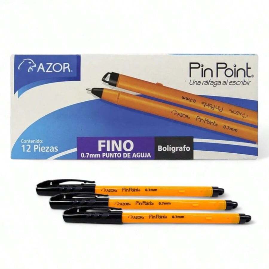Bolígrafos Escolares Punto Fino Caja con 12 Piezas Pin Point - Negro - Ver 1
