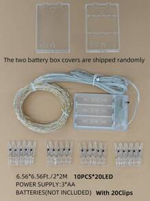 1入組200LED 2x2M銅線燈簾燈，派對裝飾，女孩房間，臥室牆壁裝飾，電池供電的仙女燈簾燈串