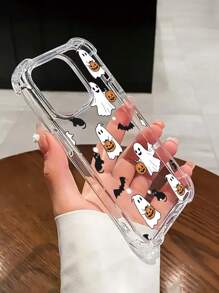 1 件可爱卡通猫和南瓜灯笼设计透明防震手机壳，兼容 11/12/13/14/15/16/X/XS/Pro/Max/Plus、Galaxy S25/S25+/S25 Ultra/A16/A35/A25/A55、Pixel 9 Pro/8/7、Moto G85、Infinix Hot 50 Pro+、17 Pro Max/17 Pro/17 Air/17，送给朋友的绝佳万圣节礼物，女友防水防摔防刮 - 無色 - 查看 2