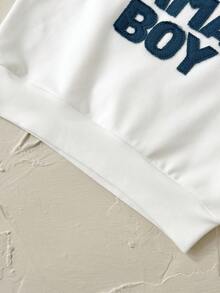2pcs/Set Baby Boy Casual Letter Patchwork Long Sleeve Sweatshirt + Pants, Spring/Summer - White - View 9