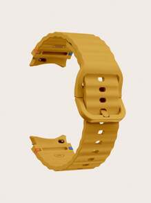 1pc Yellow Silicone Contrast Color Stitching Wave Pattern Smart Watch Strap Compatible With Samsung Galaxy Watch 4/5/6/7 40mm/42mm/43mm/44mm/45mm/46mm/47mm/5 Pro