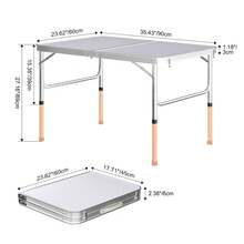 HSHa 2ft/2.5ft/3ft/4ft Folding Table, Aluminum Foldable Rectangle Camping Table, Portable Adjustable Garden Furniture, Outdoor Picnic Travel Table, Kitchen Work Table - White-90cm - View 9