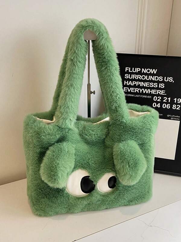 2025 New Big Eyes Tote Bag For Women, Cute Plush Shoulder Bag, Large Capacity Versatile Commuter Bag, Winter