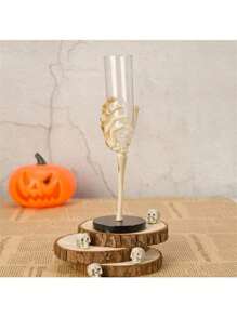 80ml Vintage Black Pedestal Cup Desktop Decor, Halloween Decoration Props. Halloween Pedestal Cup With Ghost Skeleton Hand Plastic Champagne Glass For Decoration And Haunted House