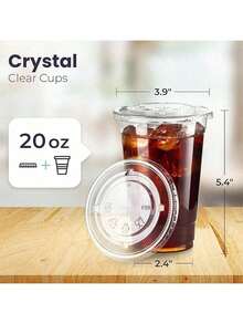 Juego de 50/30/20/10/5 vasos transparentes reutilizables con tapas, adecuados para té con leche, café, bebidas, batidos, aplicables para bodas, fiestas, hogar, barbacoas al aire libre, eventos - transparente - Ver 3