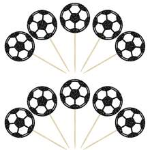 12/24 件足球纸杯蛋糕装饰闪光足球纸杯蛋糕装饰运动蛋糕装饰足球主题生日派对 BB 派对男士生日派对礼品用品 - 彩色 - 查看 18