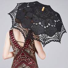 BABEYOND Lace Umbrella Parasol Vintage Wedding Bridal Umbrella For Decoration Photo Lady Costume 1920s Party (Black) - màu đen - Xem 2