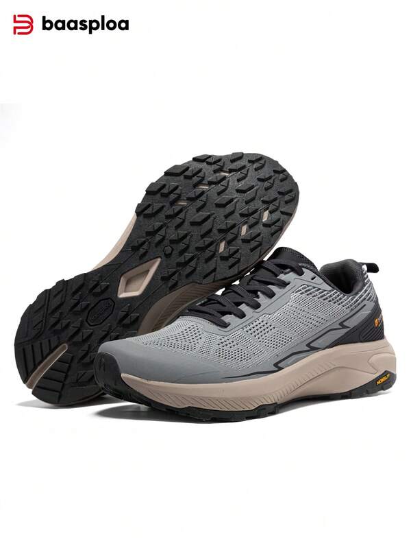 baasploa Men Hiking Shoes Mesh Ventilation Outdoor Shoes Men Lightweight Comfort Casual Sneakers Non-Slip Wear Resistant Shoes