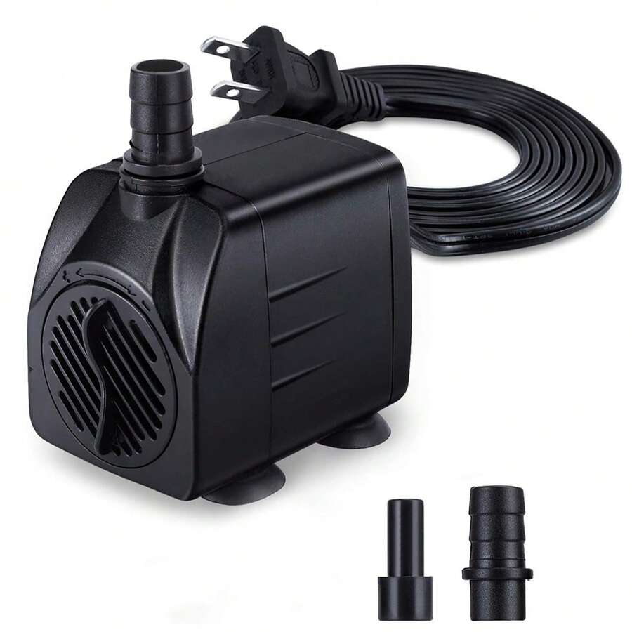 160 GPH Ultra Ouiet Fountain Pump. Small Submersible Pump (10W/600L/H) For Pond. Water Feature, Aquariums, Hydroponics, Indoor Or Outdoor Fountain - US A Type Plug(110-127V) - View 1