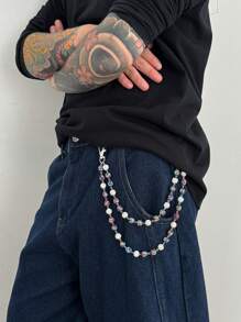 1pc Bohemian Style Sparkling Faux Pearl Beaded Multi-Layer Tassel Waist Chain/Body Chain, Fashion Hiphop, Vacation Party, Casual Daily, Street Snap, Wedding Party, Unisex Charm Jewelry Waist Chain Gift - Rhinestone Waist Chain - View 14