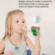 Wooden Children's Suspension Blowing Ball Classic Nostalgia Blowing Balloon Suspension Ball Game Sensory Integration Training Toy Children's Wooden Suspension Blowing Ball Tool Blowing Fun Lung Capacity Training Game Doll Intelligence Toy Exercising Oral Muscles Practice Blowing Toy - Multicolor - View 3