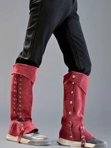 1 双维京海盗靴套，中世纪文艺复兴蒸汽朋克靴套，适合万圣节服装、角色扮演、文艺复兴博览会 - 黑色A - 查看 4