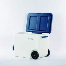 1 件 48QT 超大容量冷藏箱，户外烧烤运动赛事保温箱，露营房车冰桶，商用和家用便携式轮式冷冻箱，冰块冷却耐用，适用于海滩、野餐、户外露营、杂货、划船 - 藍白色 - 查看 6