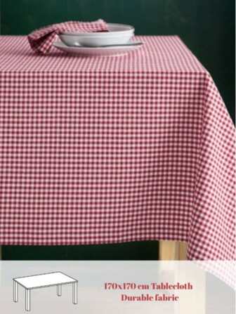 1 Piece Classic Gingham Checkered Rectangular Tablecloth, Washable Cotton Material, Checkered Tablecloth, Suitable For Kitchen, Picnic, Camping, Brunch, Cafe, Barbecue, Family Dinner, Celebrations, Outdoor Parties, Birthdays And More, 170*170 Cm