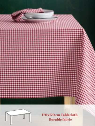 1 stuk klassiek rechthoekig tafelkleed met ruitjesmotief, wasbaar katoen, geruit tafelkleed, geschikt voor keuken, picknick, camping, brunch, café, barbecue, familiediner, feesten, buitenfeesten, verjaardagen en meer, 170*170 cm