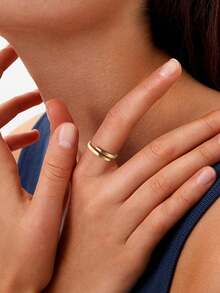 Milacolato 14K Gold Filled Rings For Women - Non Tarnish Gold Wedding Bands | Waterproof Stackable Thumb Rings | Open Twist Adjustable Rings Size 5 To 10 - Nhiều màu - Xem 4