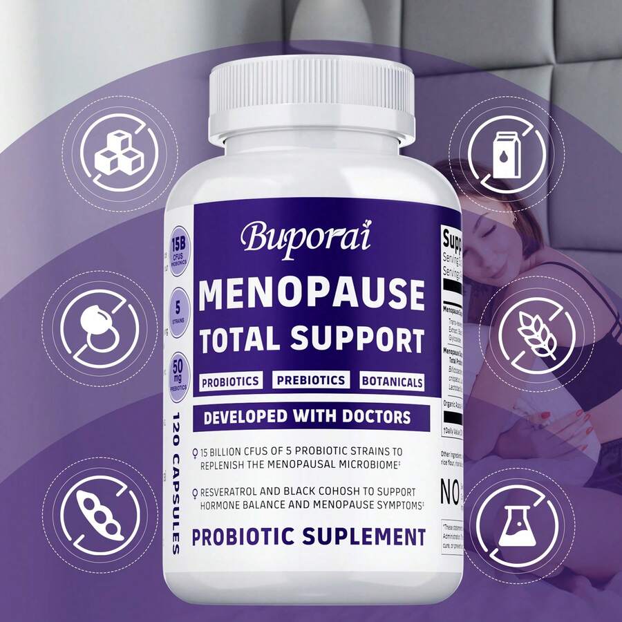 BUPORAI Menopause Probiotic Supplement - Helps Balance Hormones, Relieve Menopausal Discomfort, And Promote Digestive Health - 120pcs - 120 Capsules - 查看 1