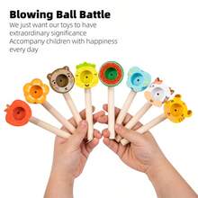 Wooden Children's Suspension Blowing Ball Classic Nostalgia Blowing Balloon Suspension Ball Game Sensory Integration Training Toy Children's Wooden Suspension Blowing Ball Tool Blowing Fun Lung Capacity Training Game Doll Intelligence Toy Exercising Oral Muscles Practice Blowing Toy - Multicolor - View 2