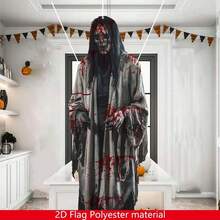1 Piece, 2D Halloween Bride Flag, 15.8 Inches * 39.5 Inches, Halloween Horror Atmosphere Decoration Entrance Courtyard, Halloween Hanging Skull, Suitable For Courtyard Decoration, Halloween Decoration Flag