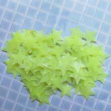 100pcs/200pcs, Decorative Stickers, 3D Luminous Star Stickers, 3cm Plastic Self-Adhesive Fluorescent 3D Wall Stickers For Children's Rooms, Luminous Stickers Room Decor Wall Decor