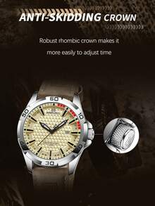 Relojes de cuarzo de moda para hombres de la marca NAVIFORCE, con correa de cuero, resistentes al agua, con calendario y reloj - Marrón plateado - Ver 10