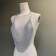 1pc Multi-Layer Chain Tassel Blouse, Fashion Personalized Versatile Street Style Beach Holiday Sexy Party Casual Outfit, Holiday Gift (Handmade With 1-3cm Error)