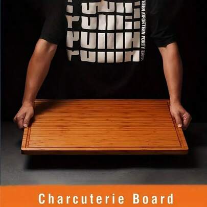 Holz-Schneidebrett, multifunktionales extra hartes und dickes Hackbrett mit Saftrinne, Käsebrett, Griff hinten, Küchenutensilie, unverzichtbar für Apartment, Studentenwohnheim