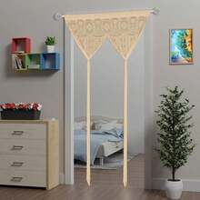 39*79英寸花边蕾丝门帘，适用于门道、房间隔断、门道嬉皮窗板、房间隔断、墙壁衣柜窗帘，适用于卧室壁橱门窗帘装饰 - 香檳色 - 查看 6