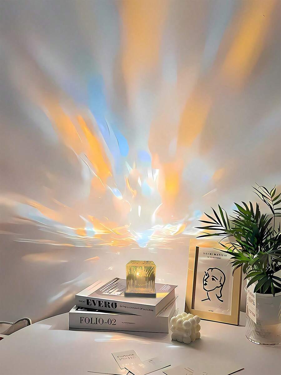 1个梦幻火焰方形玻璃水波旋转投影灯,具有多种颜色模式,是一款多功能氛围投影夜灯,是生日和节日的完美浪漫礼物。 - 彩色 - 查看 1