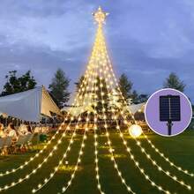 1pc, Christmas Pentagram Waterfall Light, Solar Indoor Outdoor Christmas Tree Festival Decoration Light, 8 Modes, For Garden, Courtyard, Porch, Home, Room, Kitchen, Shop, Hotel, Wedding, Party, Prom, Holiday Gift(Including Battery) Christmas Decoration XMAS Decor Christmas Tree Gift Decor Thanksgiving Wedding Home Decor Home Decor Fall Decor Autumn Decor Birthday Decorations For Gifts Party Supplies Indoor Outdoor Garden Holiday Festival Decor Halloween Decor Wall Decor Halloween Ornaments Christmas Decoration XMAS Decor Christmas Tree Gift Decor Thanksgiving Wedding Home Decor Home Decor Fall Decor Autumn Decor Birthday Decorations For Gifts Party Supplies Indoor Outdoor Garden Holiday Festival Decor Halloween Decor Wall Decor Halloween Ornaments