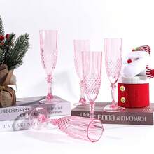 4只/8只粉色可重复使用塑料鸡尾酒/香槟杯，带蝴蝶结，适合各种场合和派对，例如日常居家、聚会、生日派对、圣诞节和酒店餐厅。