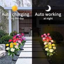 2X Solarenergie Blumenpfahl Lichter Outdoor Garten Lotus Path Leuchtlampen