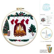 Christmas Embroidery DIY Kit [Bells/Red Truck/Christmas Tree], Includes Embroidery Frame, Needle, Thread, Printed Fabric, Beginner Cross Stitch Set, Christmas Decor Handmade Gift, Limited Time Offer