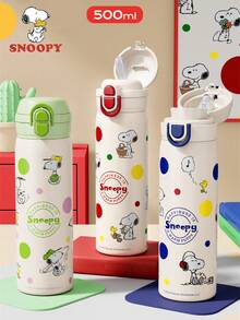 SNOOPY 1个500ML不锈钢真空保温水杯大容量学生杯便携运动随行杯带吸管男女适用 - 彩色 - 查看 3
