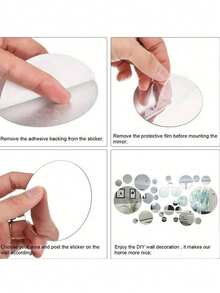Set de 33 de autocolante de perete cu oglinzi acrilice DIY, autocolante pentru faianță cu oglinzi circulare, potrivite pentru decorarea camerei de zi și a dormitorului, decor DIY, decorare de perete, aranjare cameră, mobilier pentru casă, autocolante pentru oglinzi de perete, autocolante de perete din material acrilic durabil